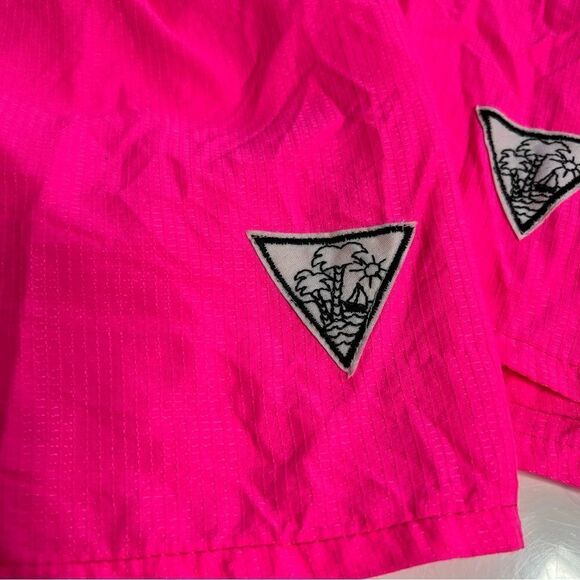 KILLER NWT Vintage Deadstock Neon Pink 80s / 90s Sporty High Waist Beach Shorts - Picture 6 of 9